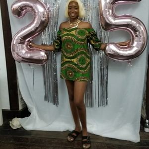 African Print Off-shoulder Mini Dress